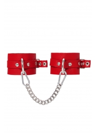 Красные мягкие кожаные оковы с люверсами - Pecado - купить с доставкой в Новочебоксарске