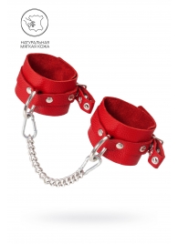Красные мягкие кожаные оковы с люверсами - Pecado - купить с доставкой в Новочебоксарске