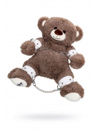 Бондажный набор: бурый мишка с белыми оковами и наручниками - Pecado - купить с доставкой в Новочебоксарске