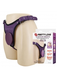 Фиолетовые трусики харнесс с платформой Caludio III - Baile - купить с доставкой в Новочебоксарске