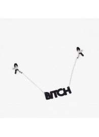 Зажимы на соски с кожаной подвеской Bitch - Crazy Handmade - купить с доставкой в Новочебоксарске