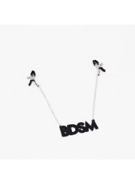 Зажимы на соски с кожаной подвеской BDSM - Crazy Handmade - купить с доставкой в Новочебоксарске