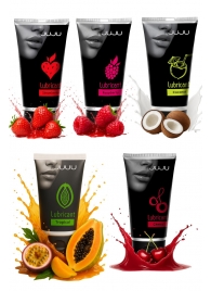 Набор из 5 съедобных лубрикантов JUJU (клубника, малина, тропические фрукты, вишня, кокос) - JuJu - купить с доставкой в Новочебоксарске