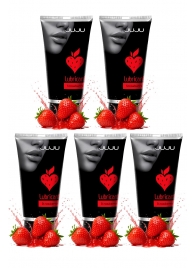 Набор из 5 съедобных лубрикантов JUJU со вкусом клубники - JuJu - купить с доставкой в Новочебоксарске