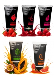 Набор из 5 съедобных лубрикантов JUJU (клубника, малина, тропические фрукты, вишня, грейпфрут) - JuJu - купить с доставкой в Новочебоксарске