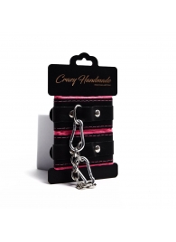 Черно-розовые скругленные наручники с мягкой подкладкой - Crazy Handmade - купить с доставкой в Новочебоксарске