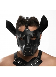 Черная кожаная маска «Собака» - Crazy Handmade - купить с доставкой в Новочебоксарске