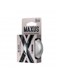 Черные утолщенные презервативы MAXUS Extra Strong с железным кейсом - 3 шт. - Maxus - купить с доставкой в Новочебоксарске