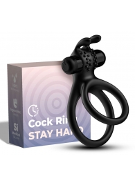 Черное эрекционное виброкольцо с подхватом мошонки Stay Hard - Boys of Toys - в Новочебоксарске купить с доставкой