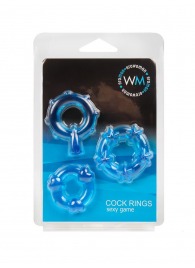 Набор из 3 синих эрекционных колец с различным рельефом - Erowoman-Eroman - в Новочебоксарске купить с доставкой