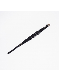 Черный ажурный чокер с золотистой фурнитурой - Crazy Handmade - купить с доставкой в Новочебоксарске