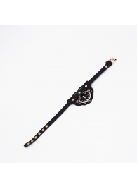 Черный чокер с клепками и золотистой фурнитурой - Crazy Handmade - купить с доставкой в Новочебоксарске