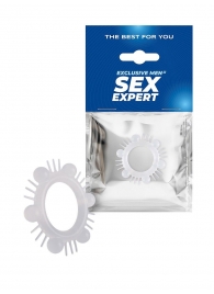Эластичное эрекционное кольцо с шипиками и шариками - Sex Expert - в Новочебоксарске купить с доставкой