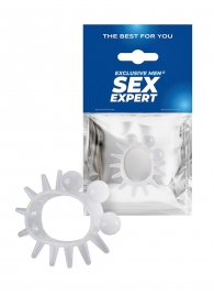 Эластичное эрекционное кольцо с шариками и лучами - Sex Expert - в Новочебоксарске купить с доставкой