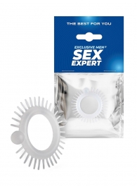 Эластичное эрекционное кольцо с шипиками и шариком - Sex Expert - в Новочебоксарске купить с доставкой
