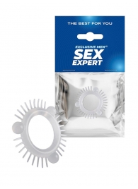 Эластичное эрекционное кольцо с 3 шариками и шипами - Sex Expert - в Новочебоксарске купить с доставкой
