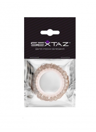 Эрекционное кольцо с бежевыми «ресничками» - Sextaz - в Новочебоксарске купить с доставкой