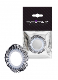 Эластичное эрекционное колечко с черными «ресничками» - Sextaz - в Новочебоксарске купить с доставкой