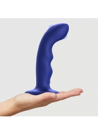 Синяя насадка-стимулятор Strap-On-Me Tapping Dildo Wave - Strap-on-me - купить с доставкой в Новочебоксарске