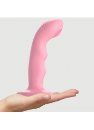 Розовая насадка-стимулятор Strap-On-Me Tapping Dildo Wave - Strap-on-me - купить с доставкой в Новочебоксарске