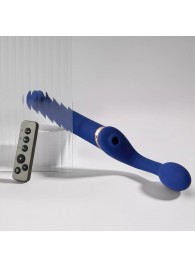 Синий безремневой страпон Multi Orgasm Bendable Strap-On size XL с клиторальной стимуляцией - Strap-on-me - купить с доставкой в Новочебоксарске