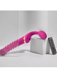 Ярко-розовый безремневой страпон Multi Orgasm Bendable Strap-On size L с клиторальной стимуляцией - Strap-on-me - купить с доставкой в Новочебоксарске