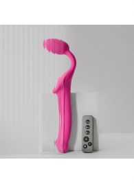 Ярко-розовый безремневой страпон Strap-on-me Vibrating Bendable Strap-On size L - Strap-on-me - купить с доставкой в Новочебоксарске