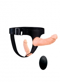 Женский страпон с 2 насадками, вибрацией и пультом ДУ - Erowoman-Eroman - купить с доставкой в Новочебоксарске