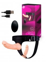 Женский страпон с 2 насадками, вибрацией и пультом ДУ - Erowoman-Eroman - купить с доставкой в Новочебоксарске