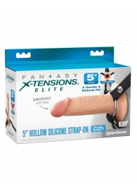 Телесный пустотелый фаллопротез 5’’ Hollow Silicone Strap-On - 14 см. - Pipedream - купить с доставкой в Новочебоксарске