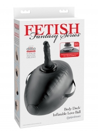 Черный надувной мяч с платформой для фиксации дилдо Body Dock Inflatable Love Ball - Pipedream - купить с доставкой в Новочебоксарске
