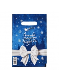 Сине-белый подарочный новогодний пакет с вырубной ручкой (20х30 см) - Сима-Ленд - купить с доставкой в Новочебоксарске
