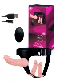 Женский страпон с 3 насадками и вибрацией - Erowoman-Eroman - купить с доставкой в Новочебоксарске