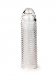 Прозрачная закрытая насадка на пенис с ребрышками - 16 см. - Sex Expert - в Новочебоксарске купить с доставкой