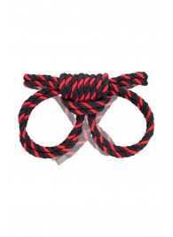 Черно-красные наручники-оковы ’’Узел-омега’’ из хлопковой веревки - Pecado - купить с доставкой в Новочебоксарске