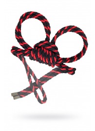 Черно-красные наручники-оковы ’’Узел-омега’’ из хлопковой веревки - Pecado - купить с доставкой в Новочебоксарске