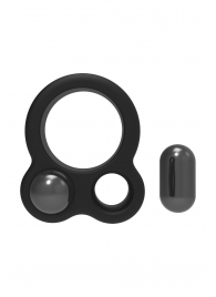 Черное эрекционное кольцо с утяжелителями Cockring Dual Weight - Dream Toys - в Новочебоксарске купить с доставкой