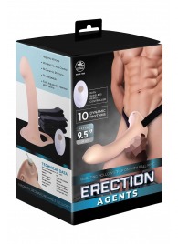 Телесный полый страпон с вибрацией Erection Agents - 24,1 см. - NMC - купить с доставкой в Новочебоксарске