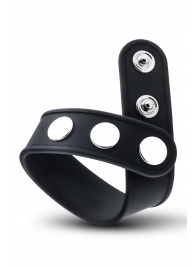 Черное эрекционное кольцо на кнопках - Blush Novelties - в Новочебоксарске купить с доставкой