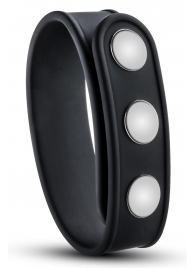 Черное эрекционное кольцо на кнопках - Blush Novelties - в Новочебоксарске купить с доставкой