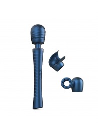 Синий вибромассажёр с насадками Man.wand Edgy - Manwan - в Новочебоксарске купить с доставкой