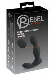 Черная анальная пробка с вибрацией, вращением и пультом ДУ RC Butt Plug with 2 Functions - Orion - в Новочебоксарске купить с доставкой
