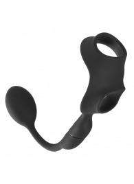 Черное виброкольцо с анальной пробкой Cock Ring with RC Butt Plug - Orion - в Новочебоксарске купить с доставкой