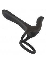 Черная насадка на член с вибрацией Couple’s Vibrator - Orion - в Новочебоксарске купить с доставкой