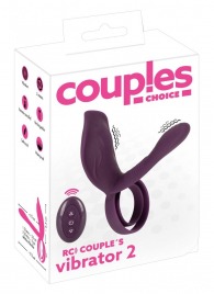 Фиолетовая насадка на член с клиторальным отростком и пультом ДУ RC Couple’s Vibrator 2 - Orion - в Новочебоксарске купить с доставкой