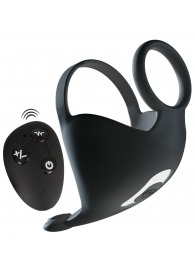 Черная вибронасадка для эрекции и стимуляции мошонки Cock ring with RC ball massager - Orion - в Новочебоксарске купить с доставкой