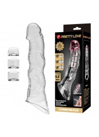 Прозрачный фаллоудлинитель с 3 вставками - 28 см. - Baile - в Новочебоксарске купить с доставкой