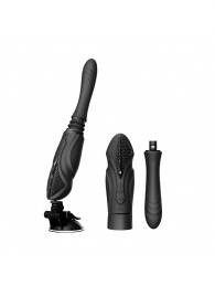 Черная секс-машина с функцией нагрева, насадками и присоской Sesh - Zalo - купить с доставкой в Новочебоксарске