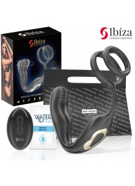 Черная анальная пробка с вращением и эрекционными кольцами - Ibiza - в Новочебоксарске купить с доставкой