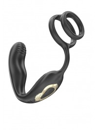 Черная анальная пробка с вращением и эрекционными кольцами - Ibiza - в Новочебоксарске купить с доставкой